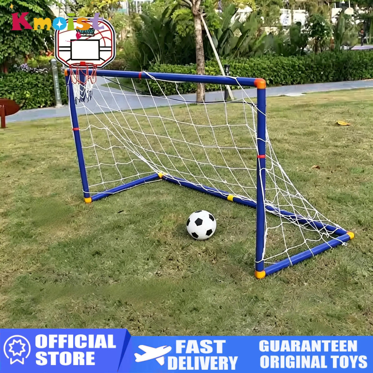 Kmoist Portable Basketball And Football Goal Set For Kids