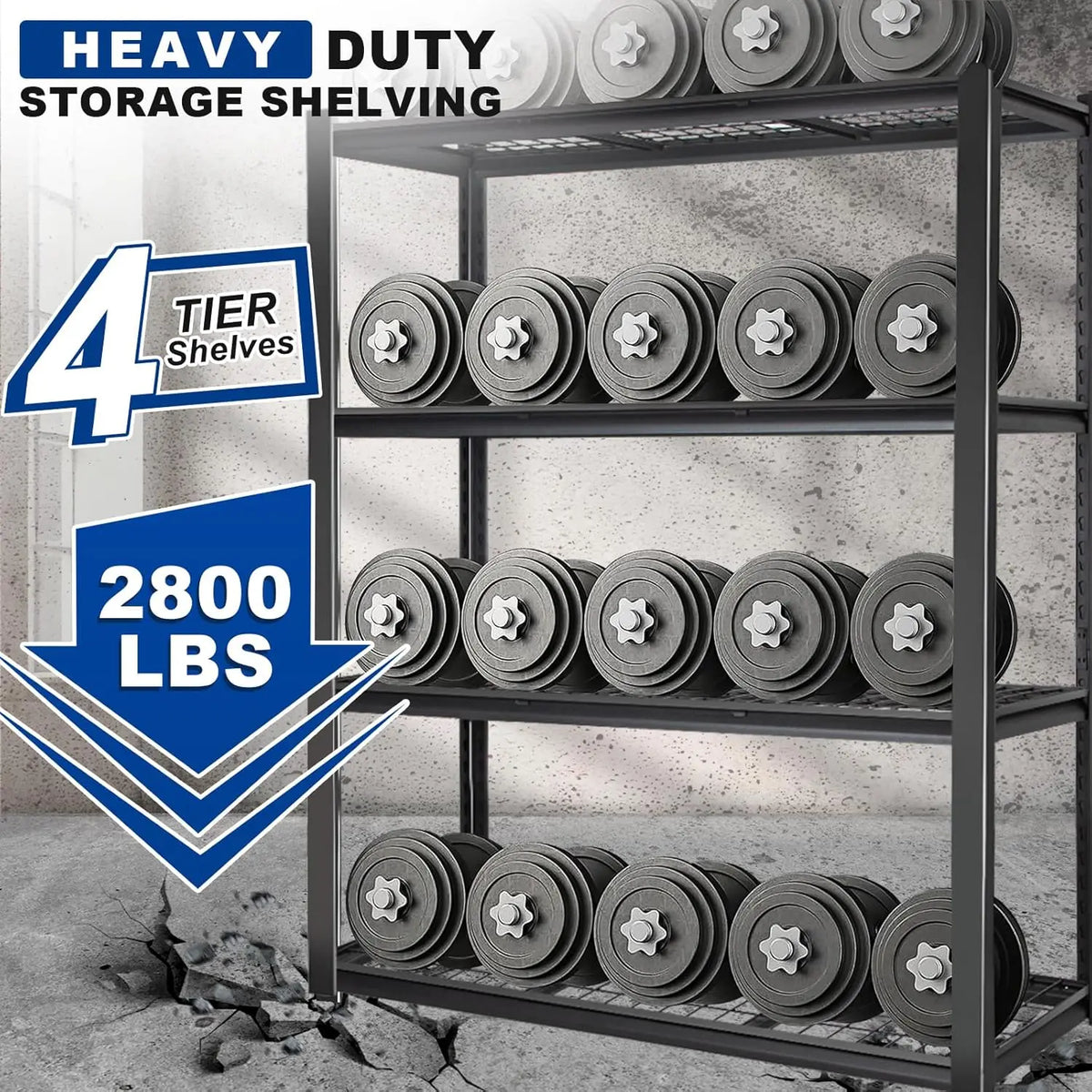Heavy Duty 4 Tier Metal Garage Adjustable Storage Shelf Unit