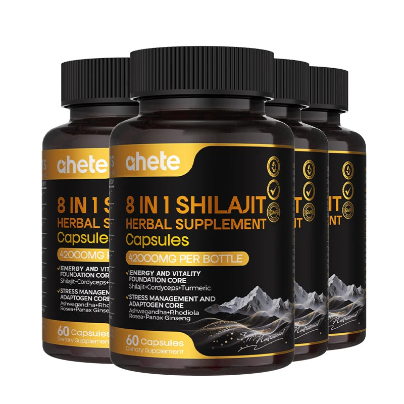Ahete Shilajit Capsules With Indian Ginseng Rhodiola And Cordyceps