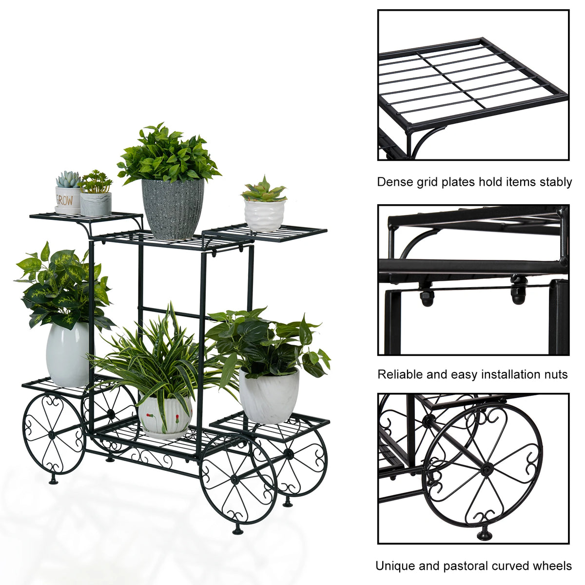 Six Tier Metal Plant Stand For Indoor Outdoor Flowers