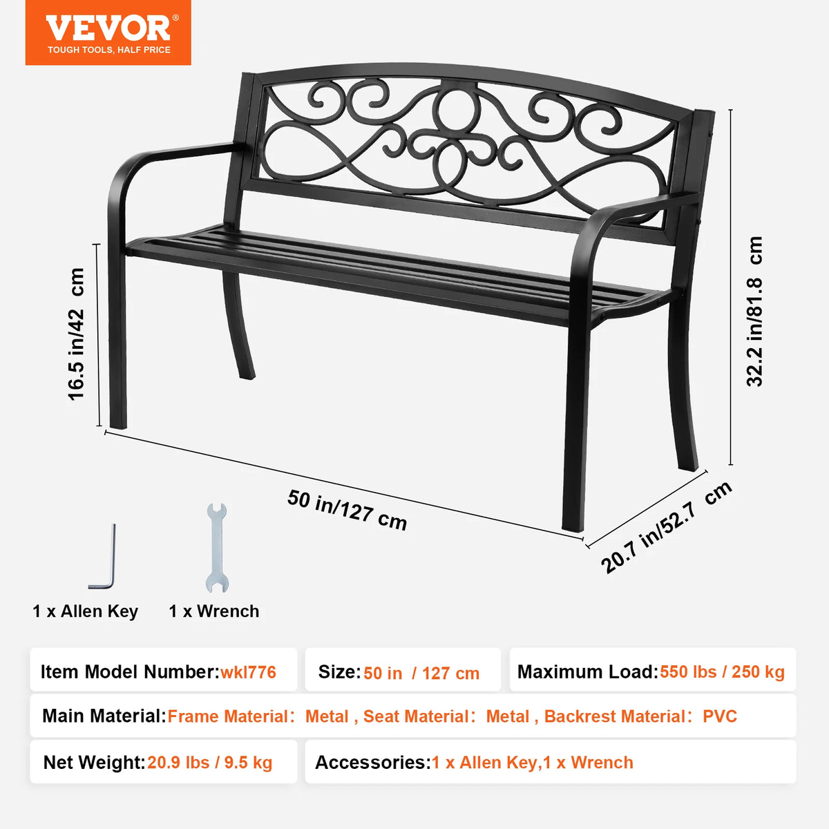 SucceBuy Heavy Duty Wooden Outdoor Garden Bench For Patio