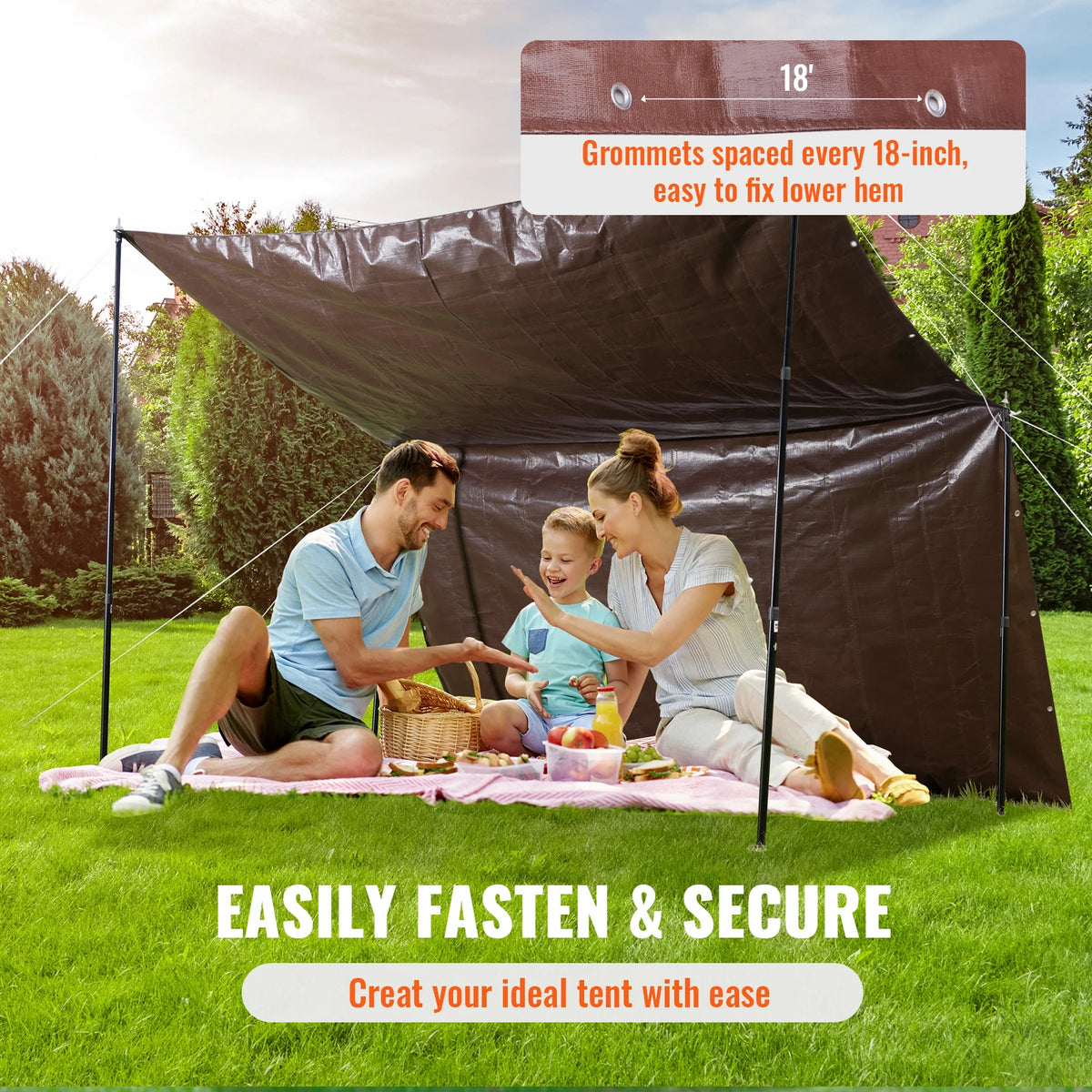 SucceBuy Heavy Duty Waterproof Tarpaulin With Aluminum Grommets