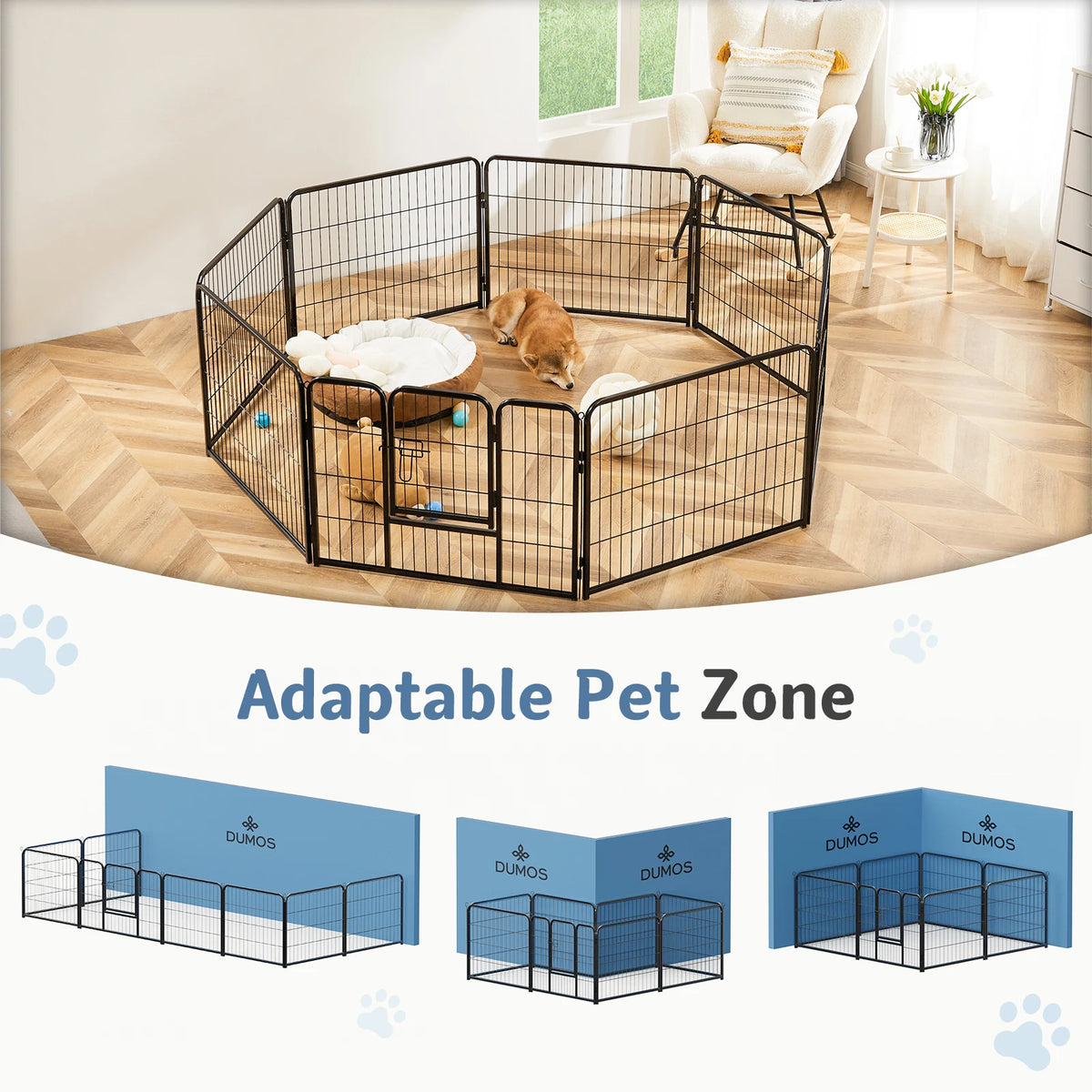 JHK Metal Foldable Dog Playpen And Outdoor Pet Exercise Fence