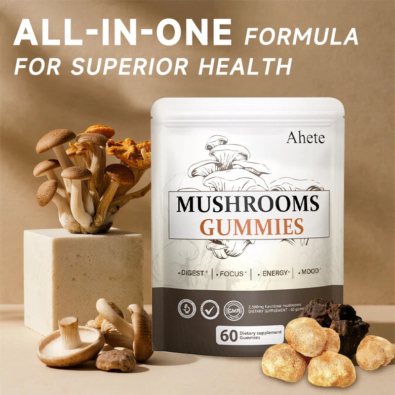 Ahete Seven Mushroom Gummies With Turkey Tail Reishi And Ashwagandha