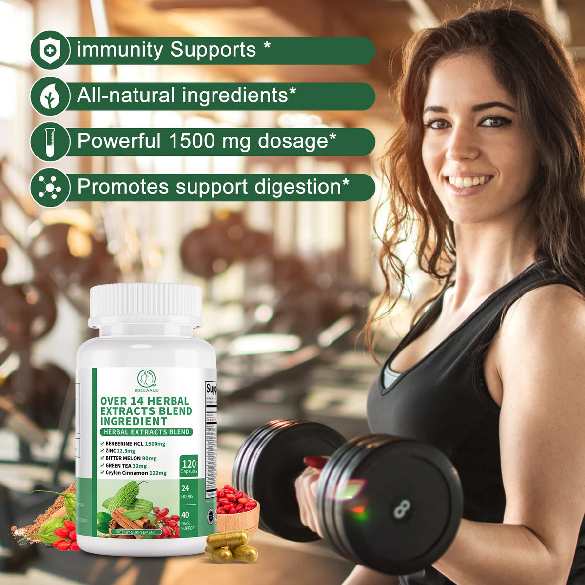 Beworths Berberine With Cinnamon Bitter Gourd Liver Gut Immune Support