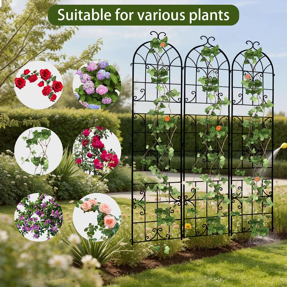 Tall Metal Garden Trellis For Climbing Plants Vines Support Fence