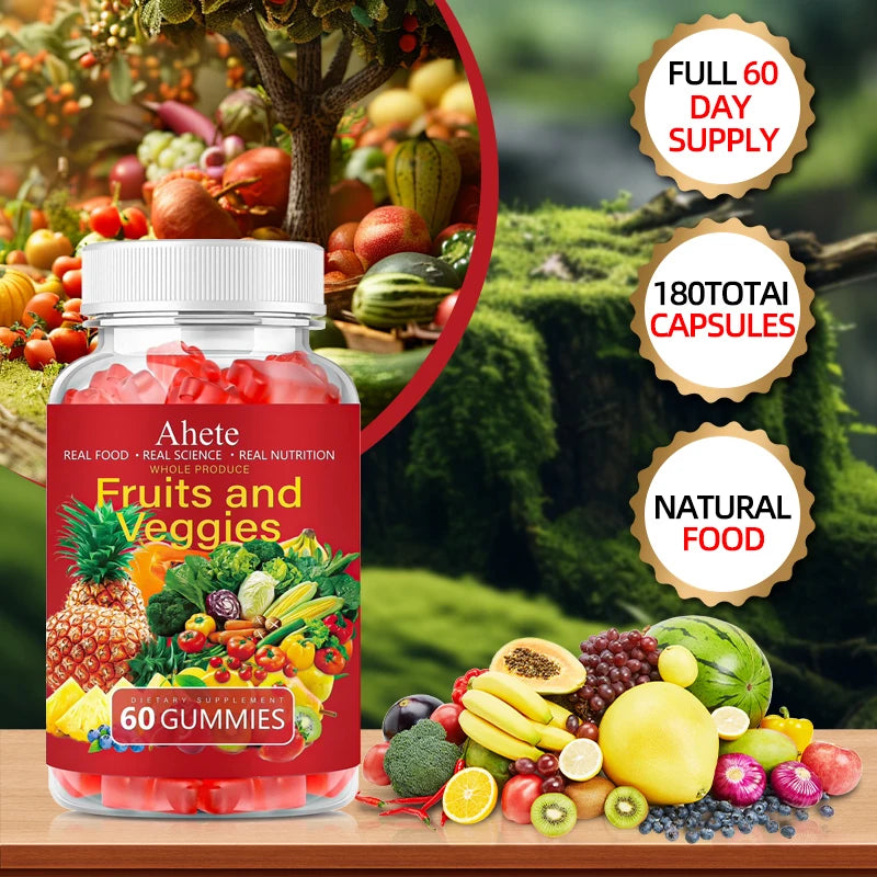 Ahete Fruits And Veggies Gummies Daily Multivitamin Supplement With Greens
