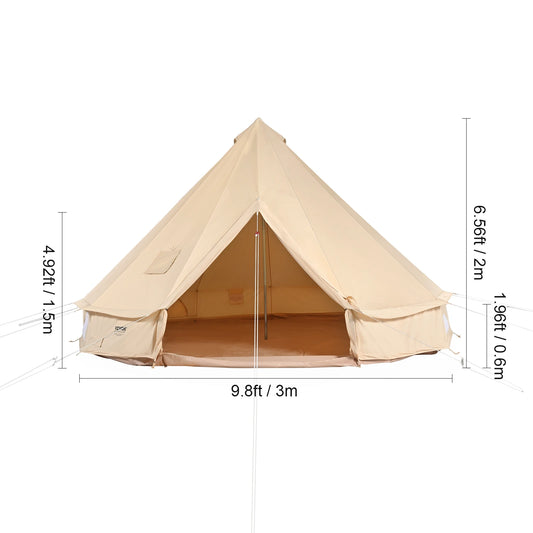 SucceBuy Four Seasons Canvas Bell Yurt Tent For Camping
