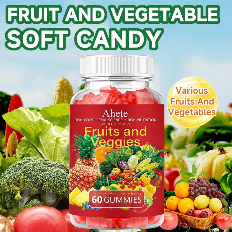 Ahete Fruits And Veggies Gummies Daily Multivitamin Supplement With Greens