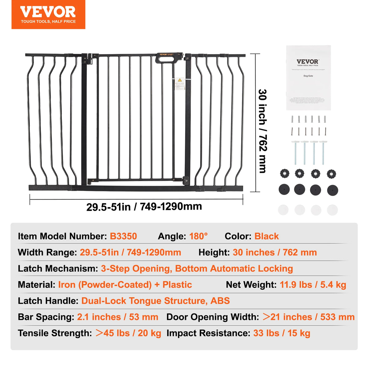 SucceBuy Pressure Mount Walk Through Baby And Pet Safety Gate