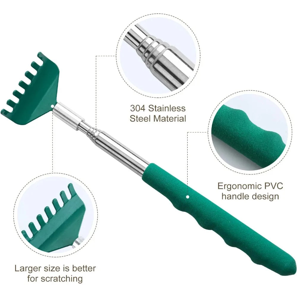 Yimicoo Telescopic Stainless Steel Back Scratcher With Rubber Handle