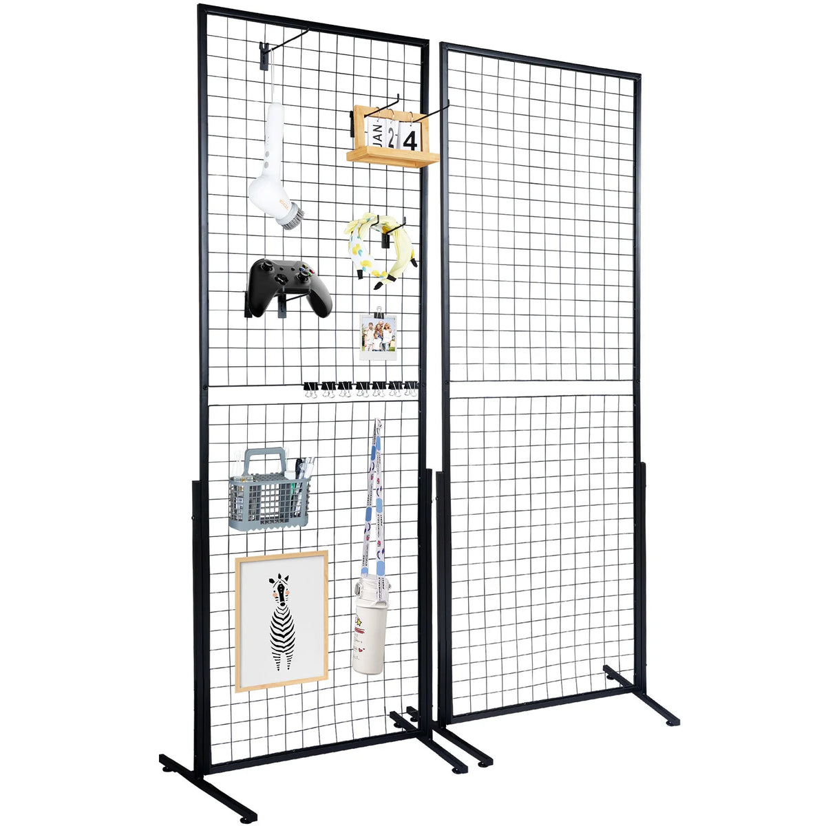 SucceBuy Double Sided Wire Grid Wall Display Rack With Hooks