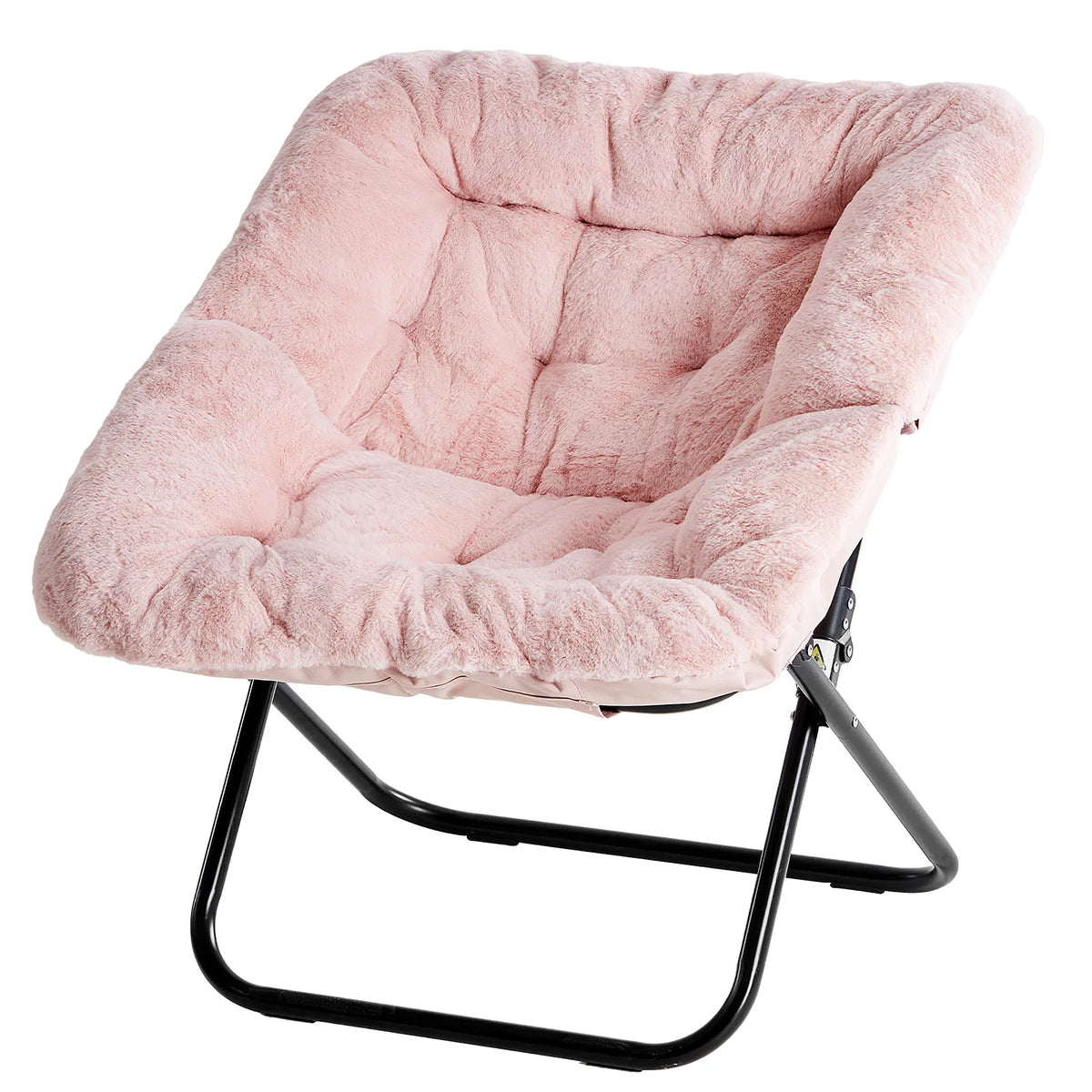 JHK Cozy Faux Fur Folding Saucer Chair With Padded Seat
