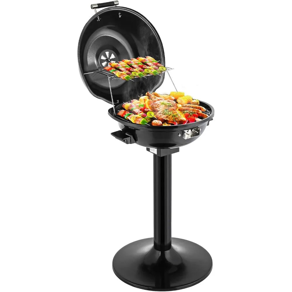 1600W Vertical Electric Grill With Lid And Removable Drip Tray