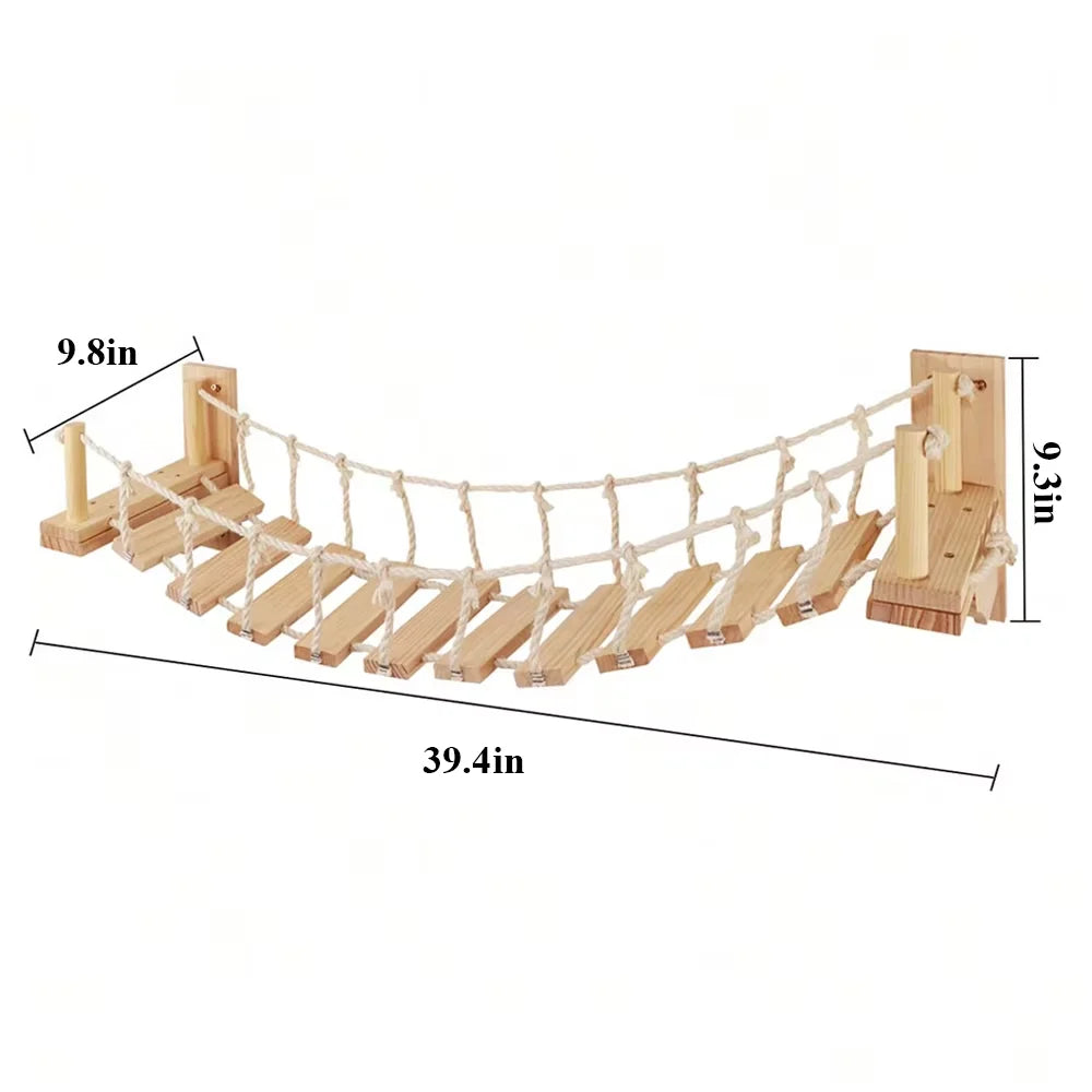 Indoor Wall Mounted Cat Roped Bridge With Sisal Steps