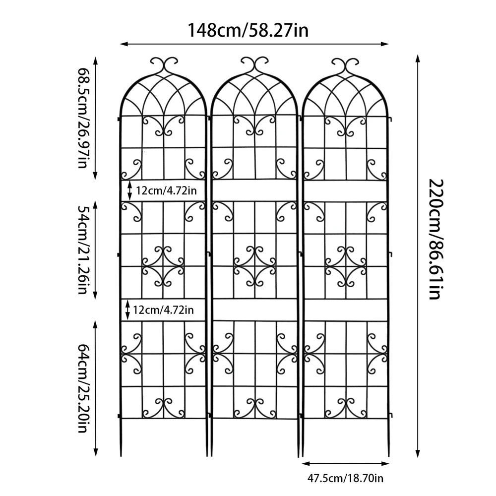 Tall Metal Garden Trellis For Climbing Plants Vines Support Fence