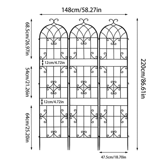 Tall Metal Garden Trellis For Climbing Plants Vines Support Fence