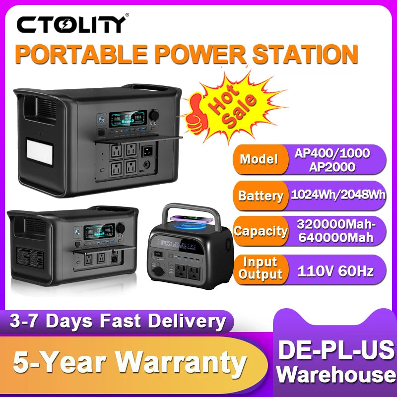 CTOLITY 1800W Portable Power Station Solar Generator