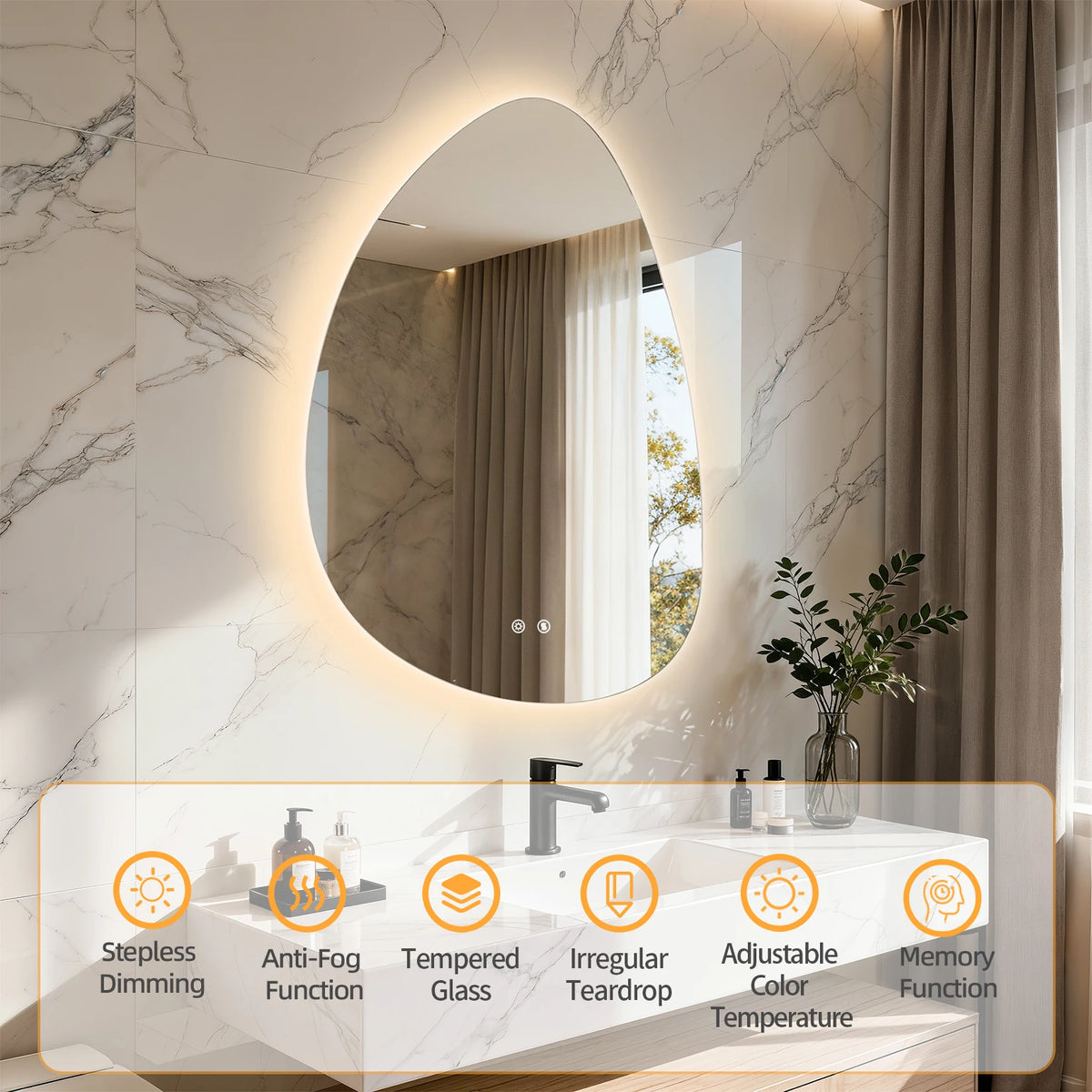 touch sensor led bathroom vanity mirror