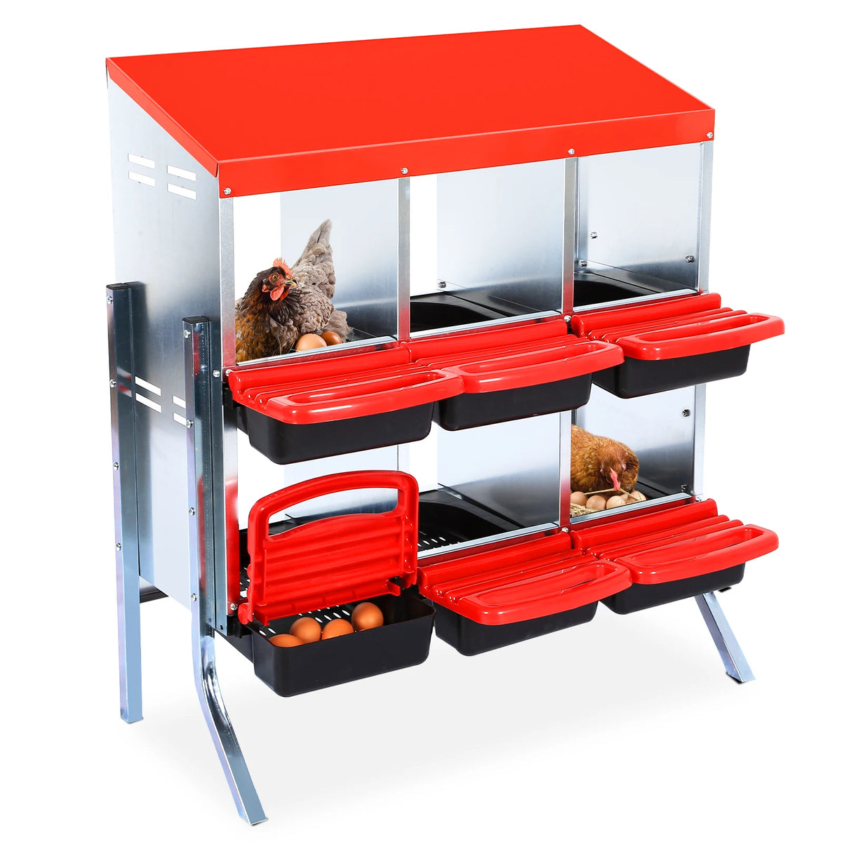 HiMISS Metal Chicken Nesting Box With Roll Out Egg Collection