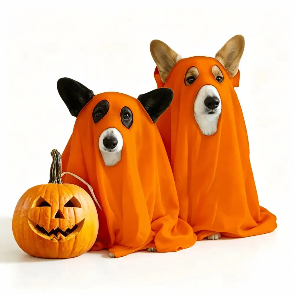 Halloween Ghost Pet Cape Costume Set With Reindeer Antlers Headband