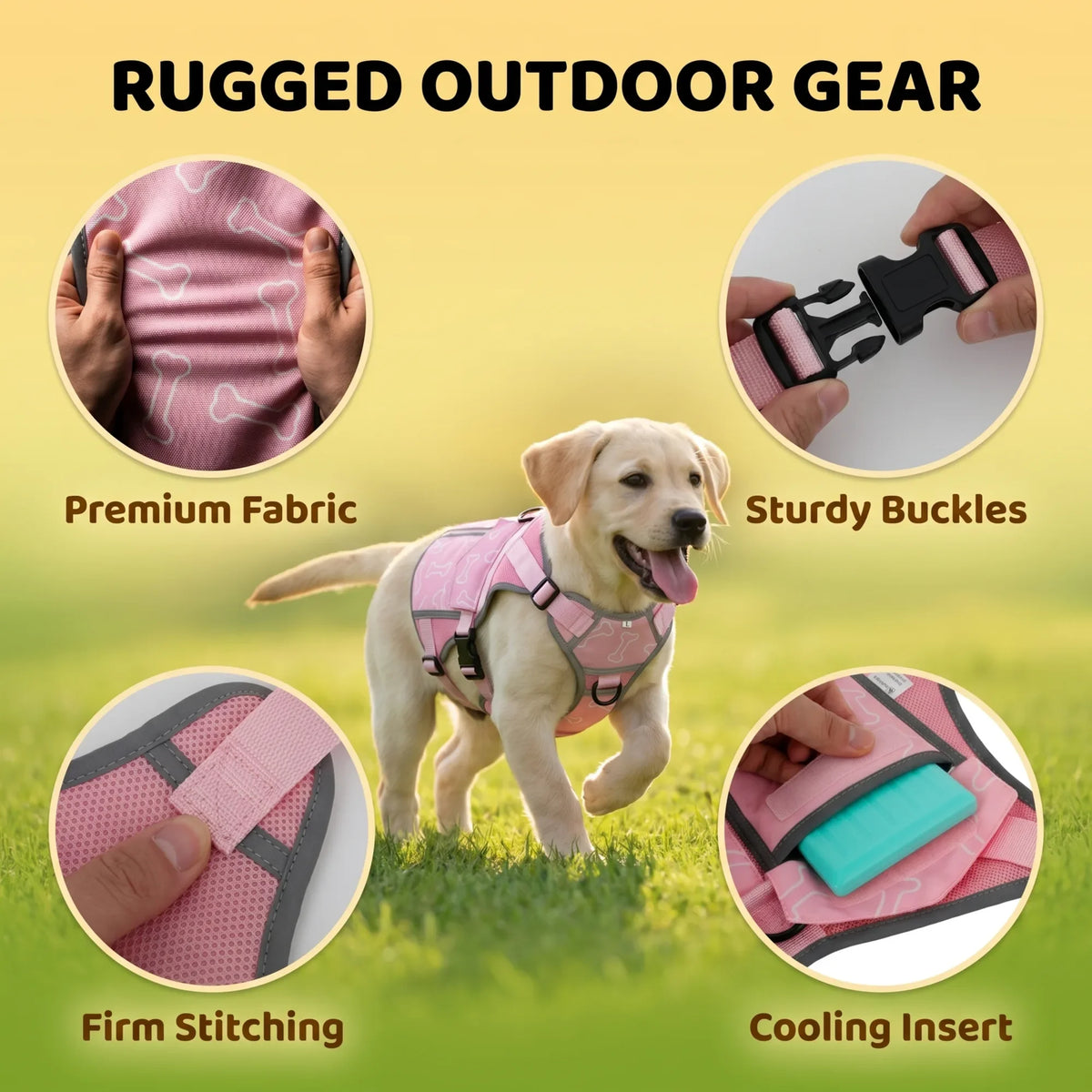 Adjustable Dog Cooling Vest Harness With Removable Gel Packs