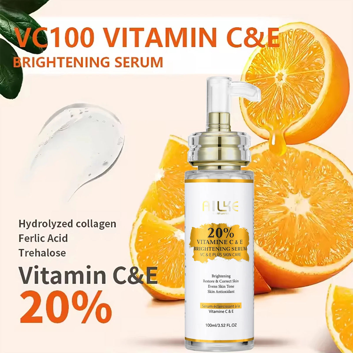 Ailke Vitamin C E Brightening Face Serum For Radiant Skin