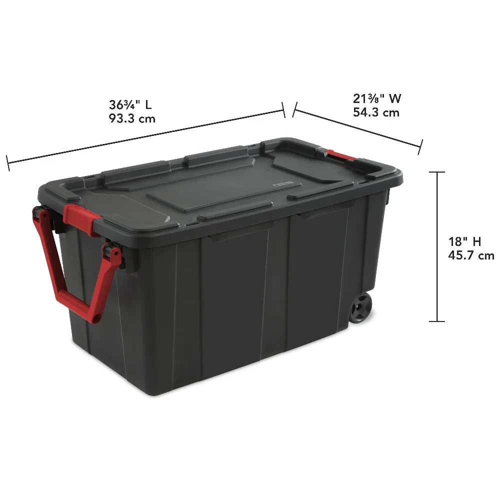 Sterilite Industrial Wheeled Plastic Storage Bin With Handle