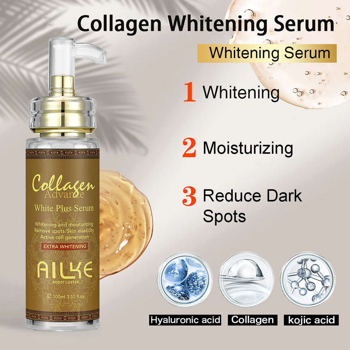 AILKE Skin Whitening Face And Body Serum With Organic Collagen