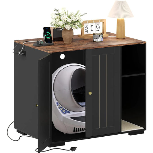 HiMISS Litter Robot 3/4 Enclosure With Dog-Proof Shelf And Outlet