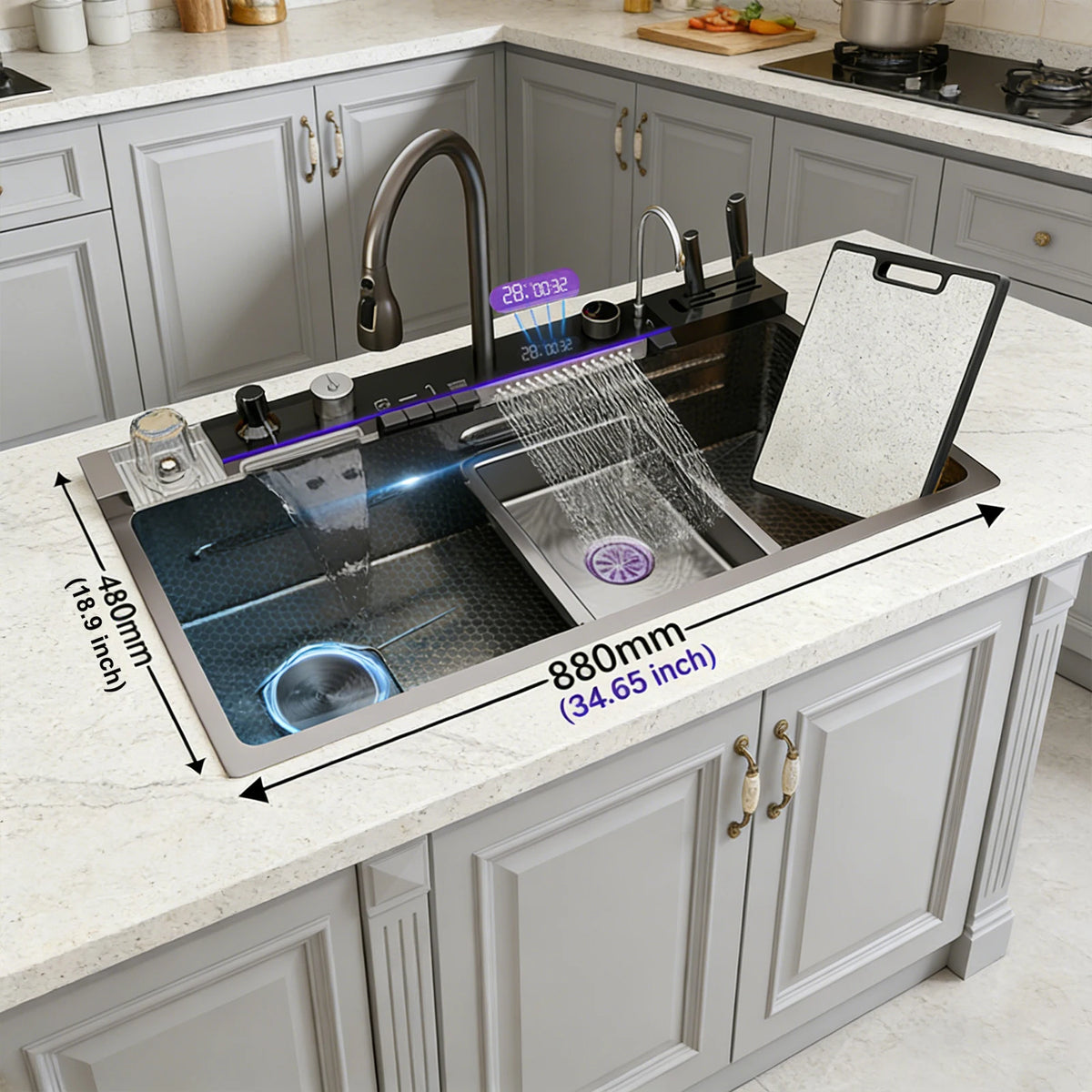 BusySink Modern Stainless Steel Multifunctional Kitchen Sink