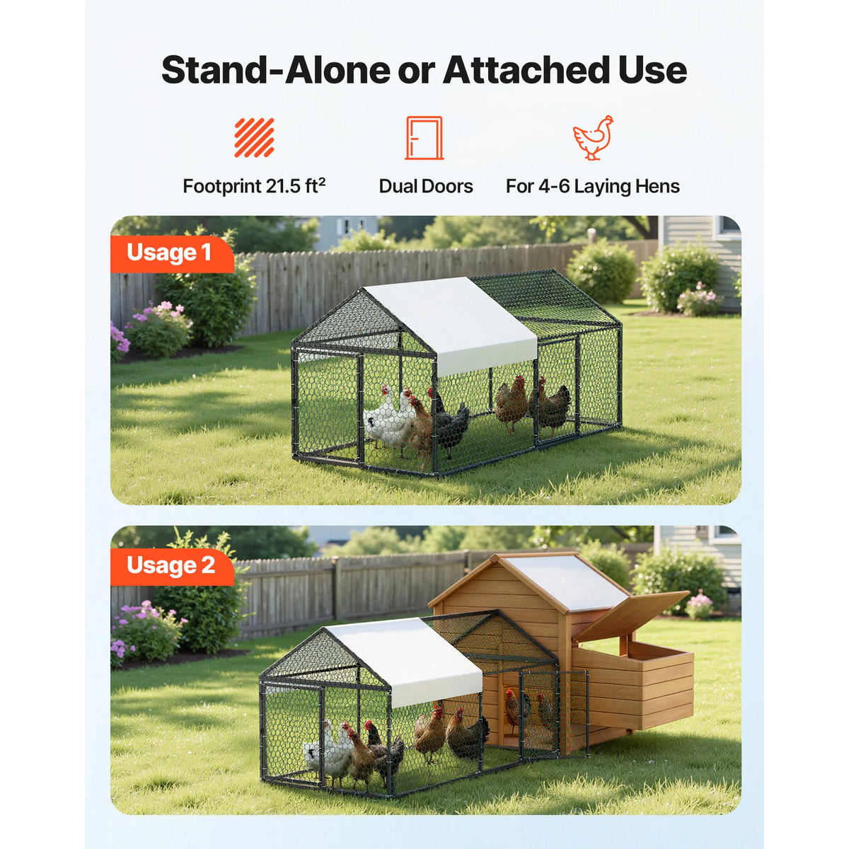 SucceBuy Metal Chicken Coop With Waterproof Weather Resistant Cover