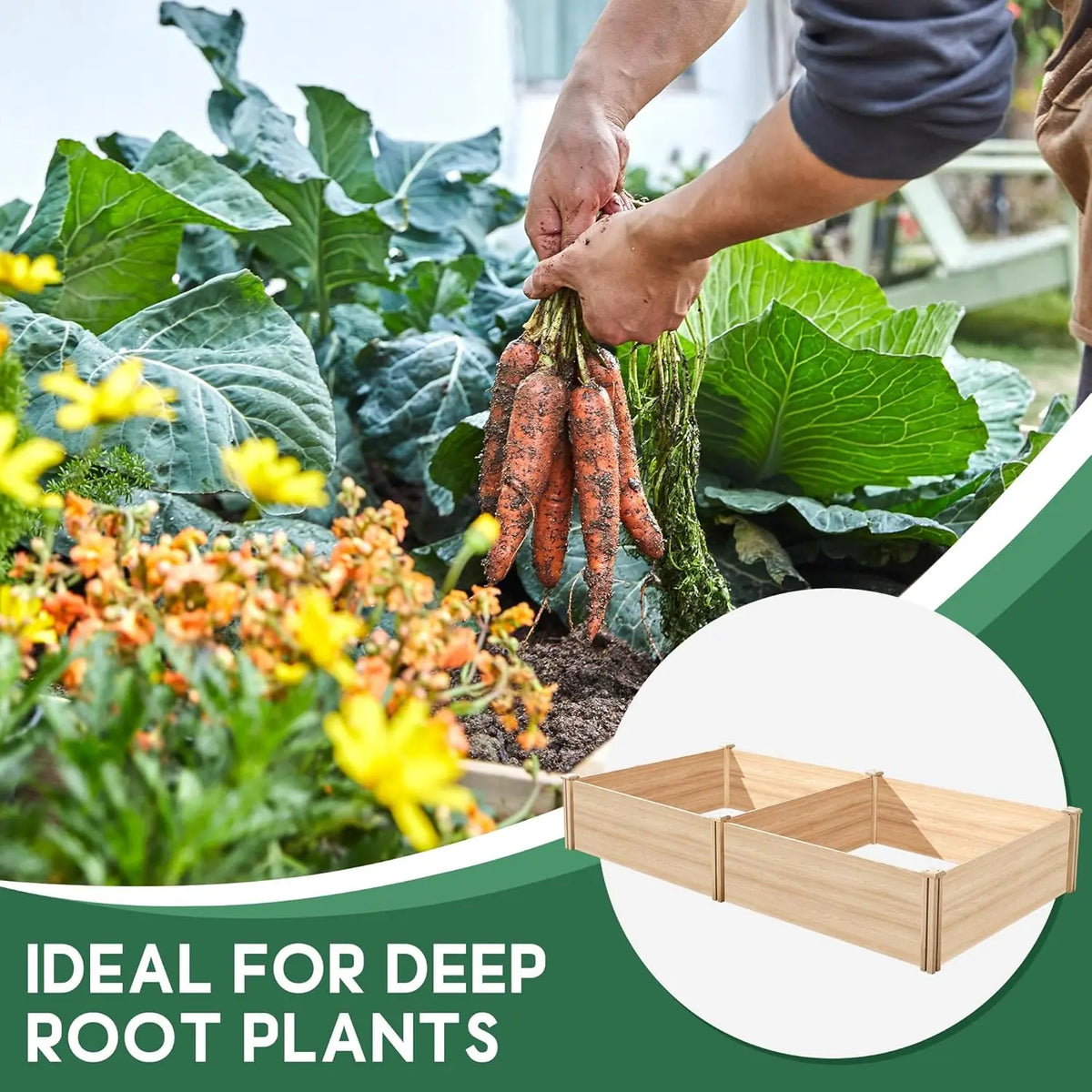 Wood Raised Garden Bed Planter Box For Growing Fresh Vegetables