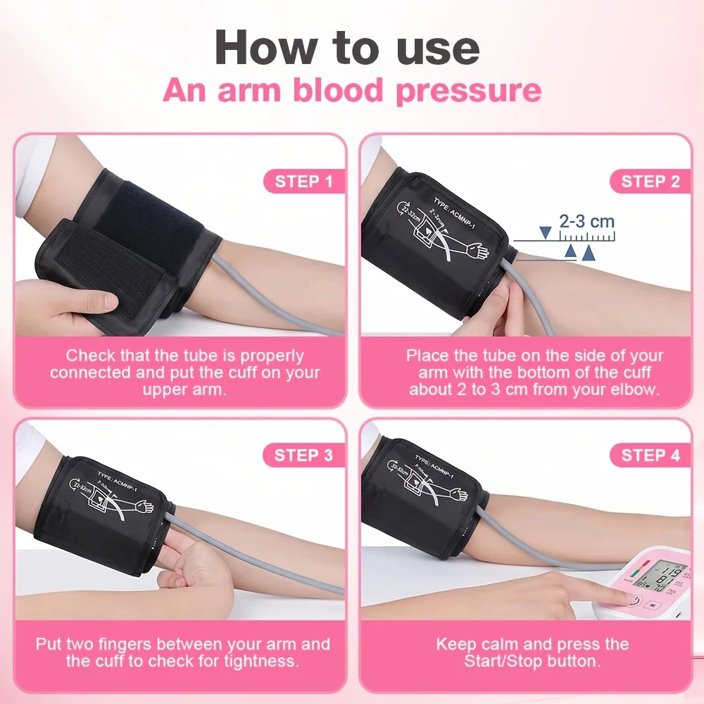 Digital Automatic Upper Arm Blood Pressure Monitor With Pulse Tracking