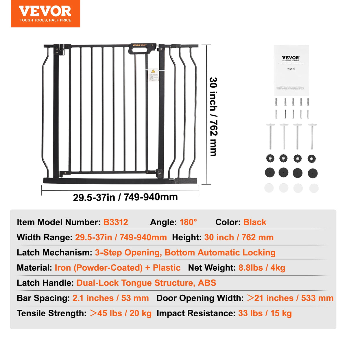 SucceBuy Pressure Mount Walk Through Baby And Pet Safety Gate