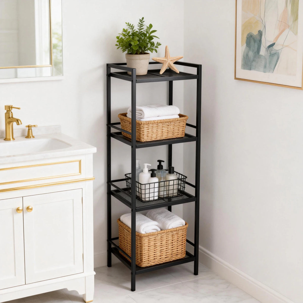 Twister CK Carbon Steel Four Tier Storage Rack For Kitchen