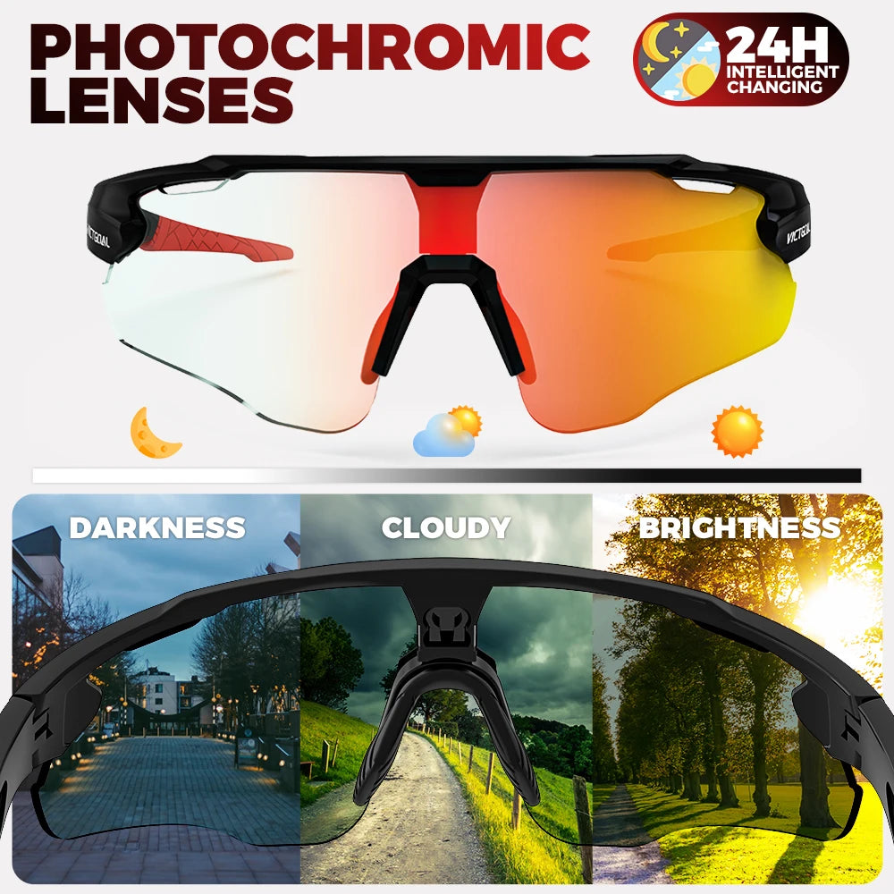 Victgoal Photochromic Cycling Sunglasses UV400 TR-90 Sports Protection Eyewear