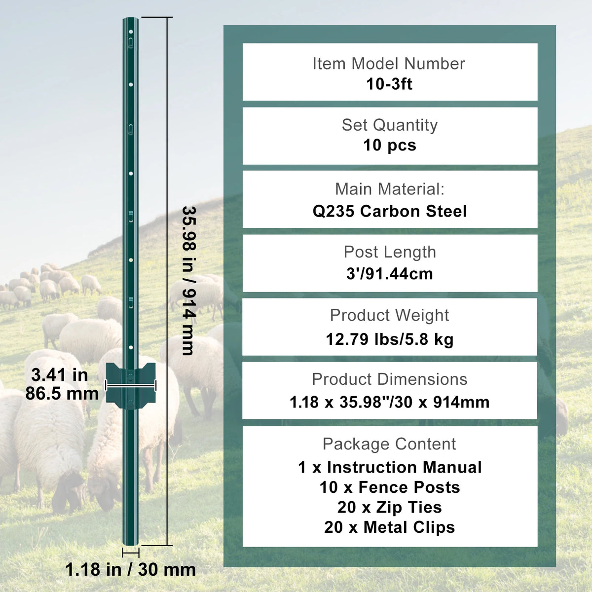 SucceBuy Heavy Duty Carbon Steel T Post Fence Stakes