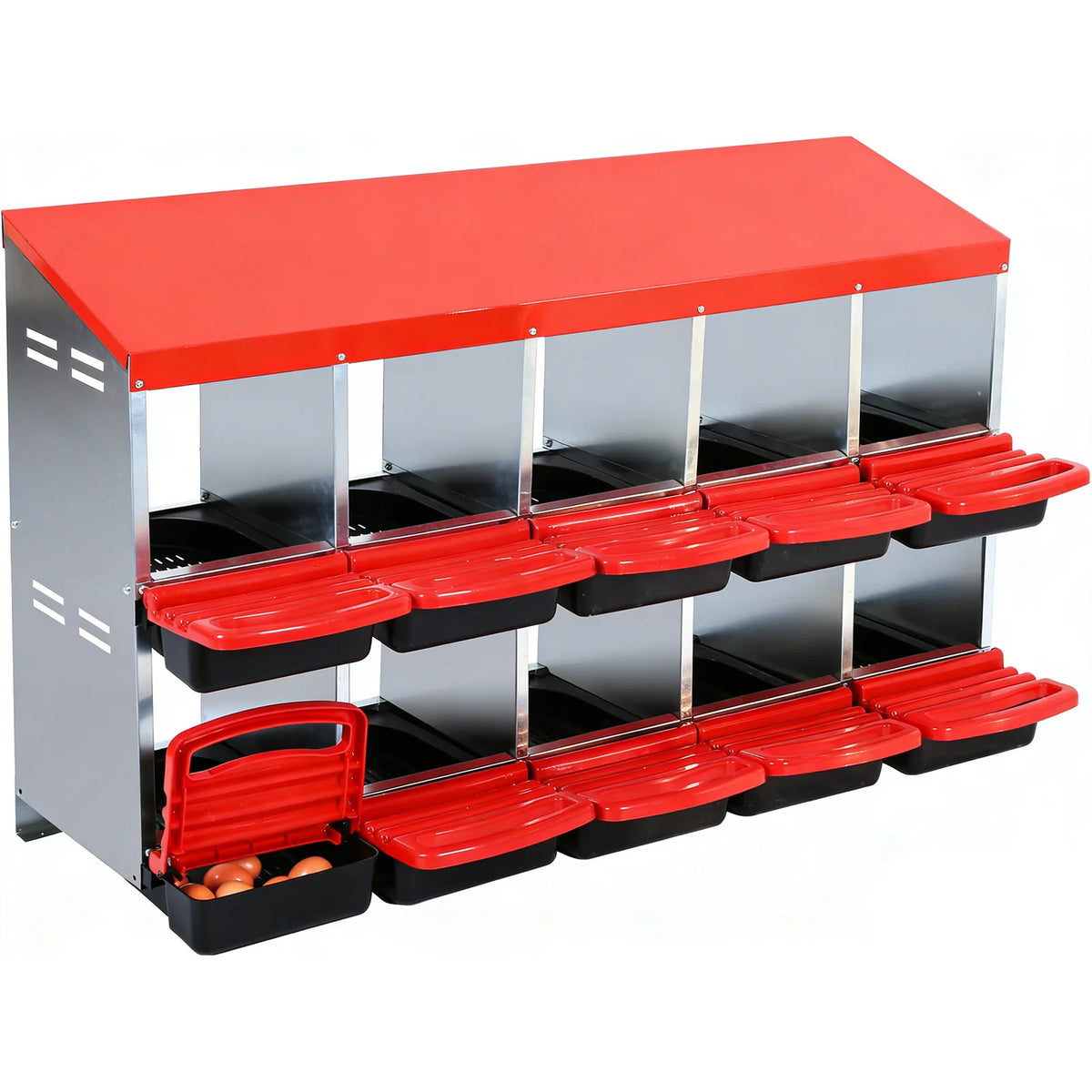 HiMISS Metal Chicken Nesting Box With Roll Out Egg Collection