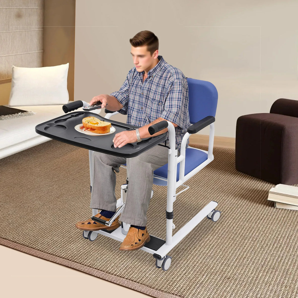 Hydraulic Patient Lift Transfer Chair With Height Adjustable Split Seat