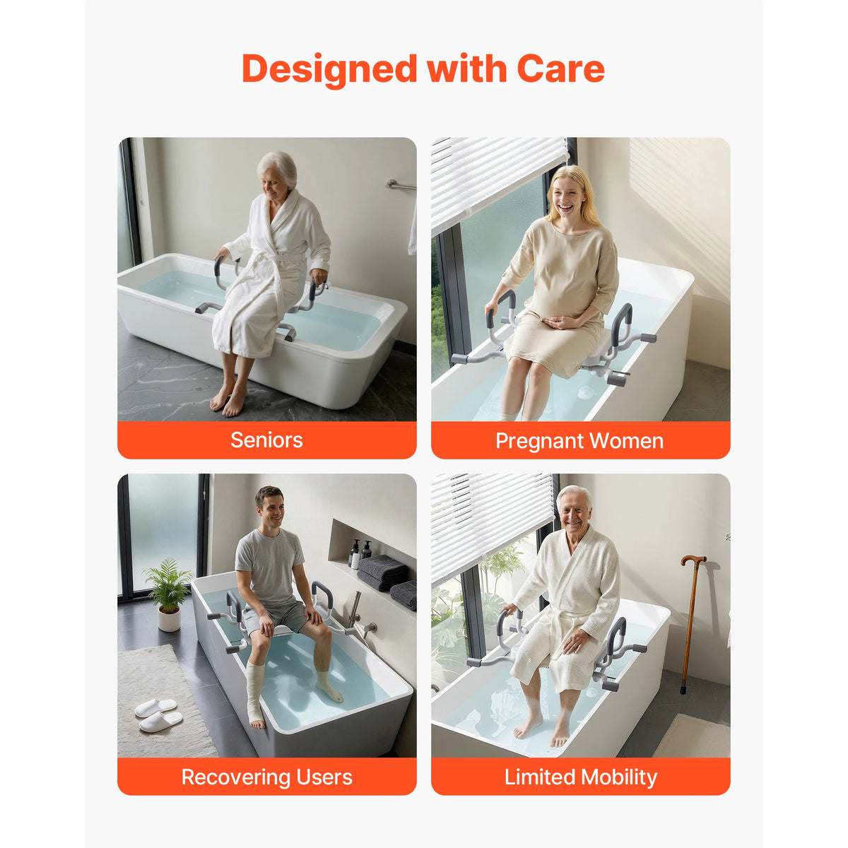 SucceBuy Swivel Shower Chair With Arms And Backrest For Bathroom