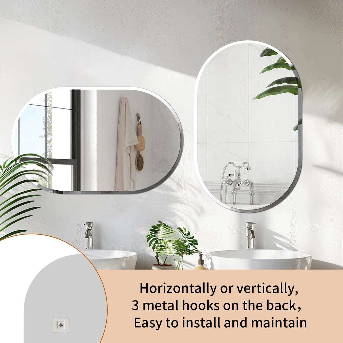 oval bathroom wall mirror beveled edges