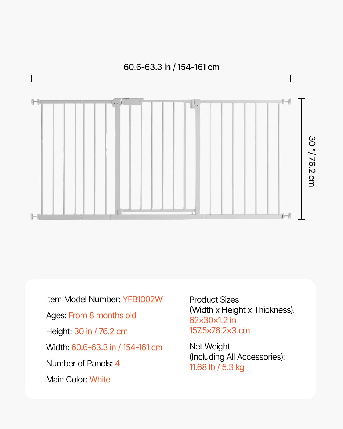 SucceBuy Pressure Mount Walk Through Baby And Pet Safety Gate