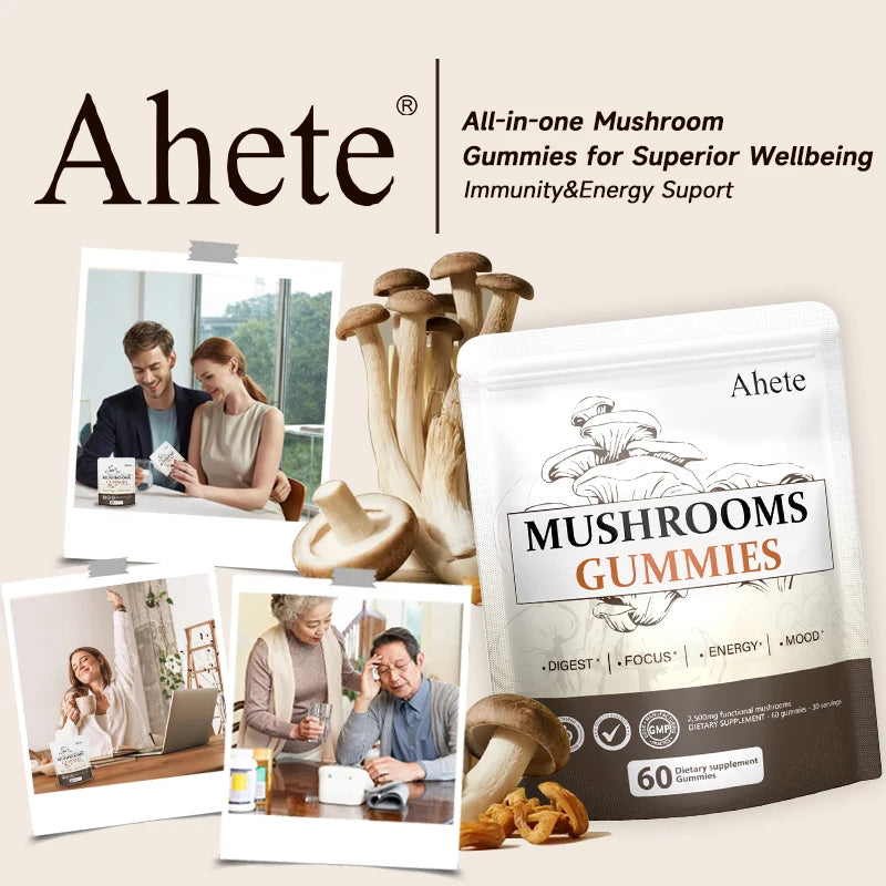 Ahete Seven Mushroom Gummies With Turkey Tail Reishi And Ashwagandha