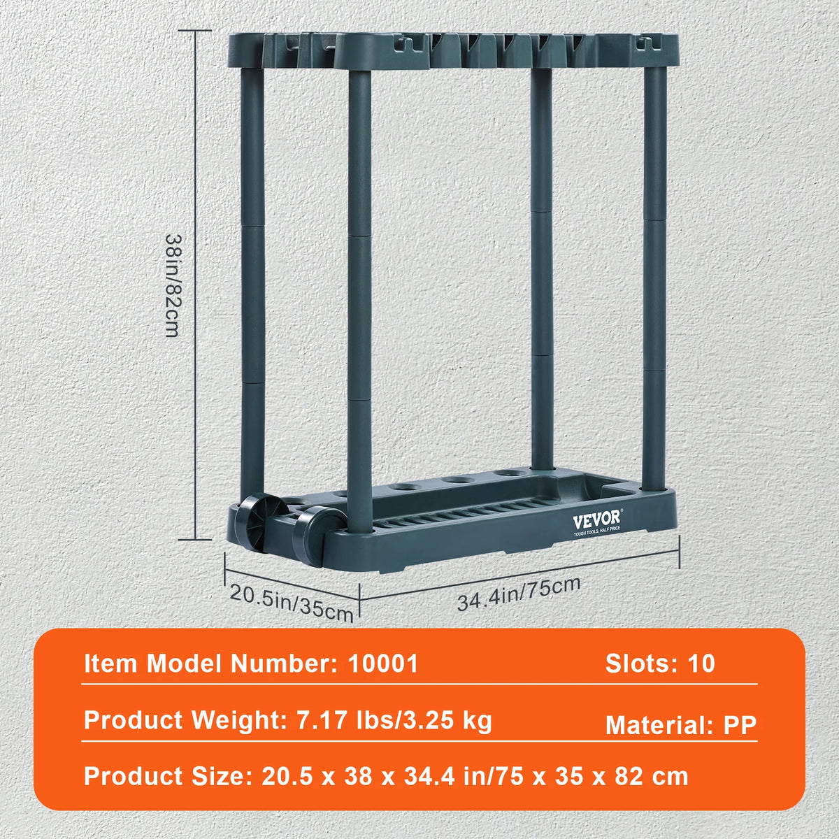 SucceBuy 10 Slot Garden Tool Organizer Storage Rack Stand