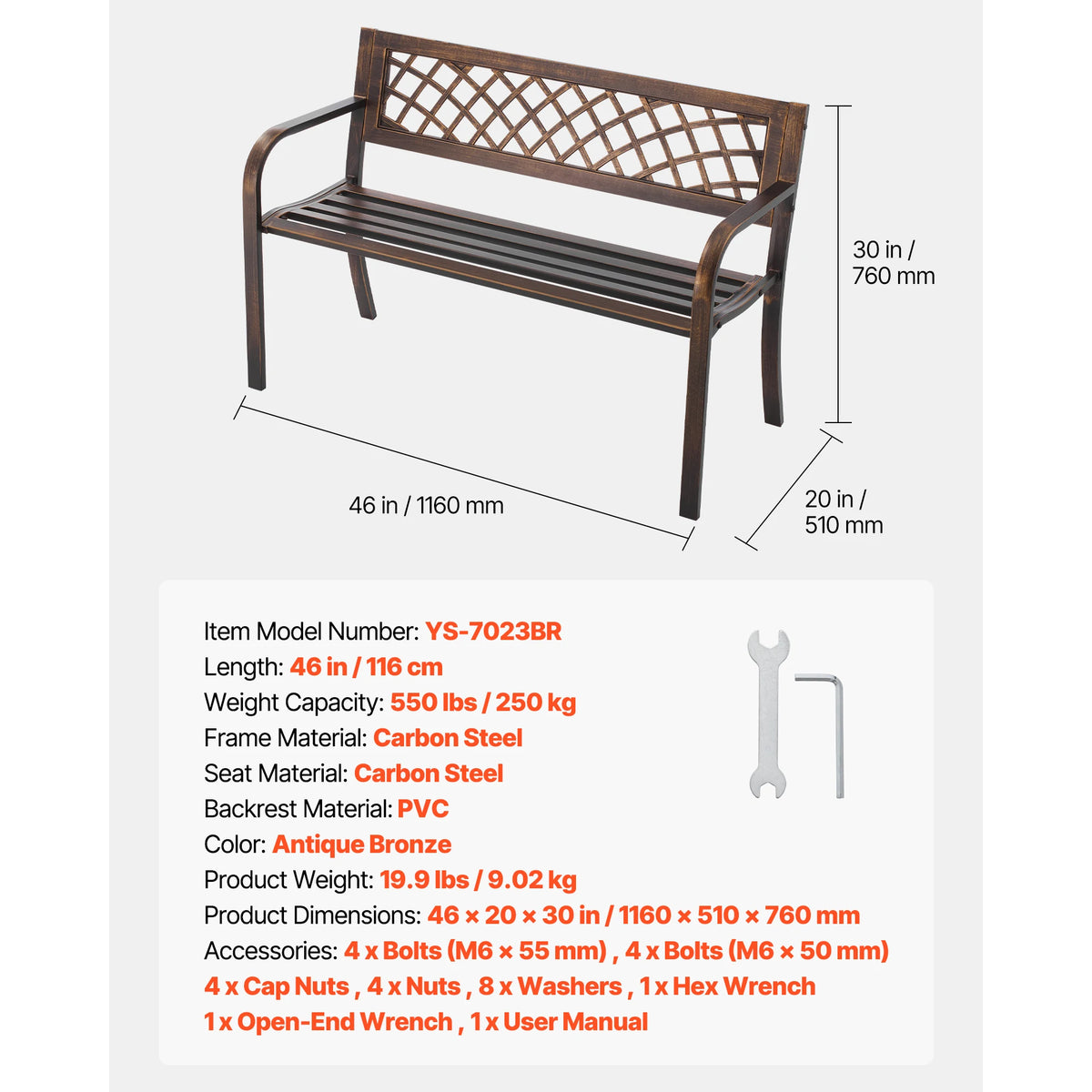 SucceBuy Heavy Duty Wooden Outdoor Garden Bench For Patio