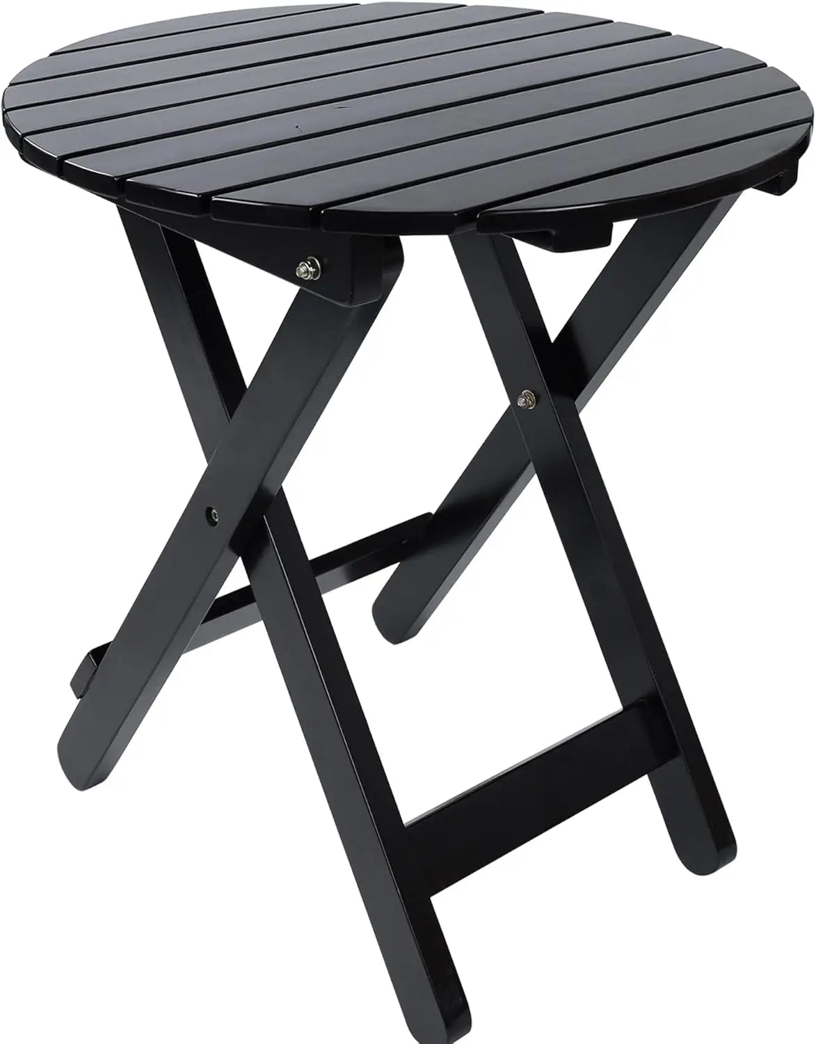 Xiuwo Folding Round Patio Side Table With Wood Metal Frame