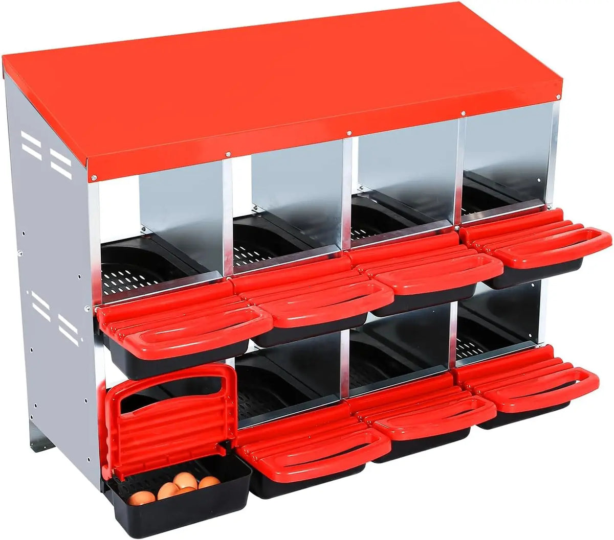 HiMISS Metal Chicken Nesting Box With Roll Out Egg Collection