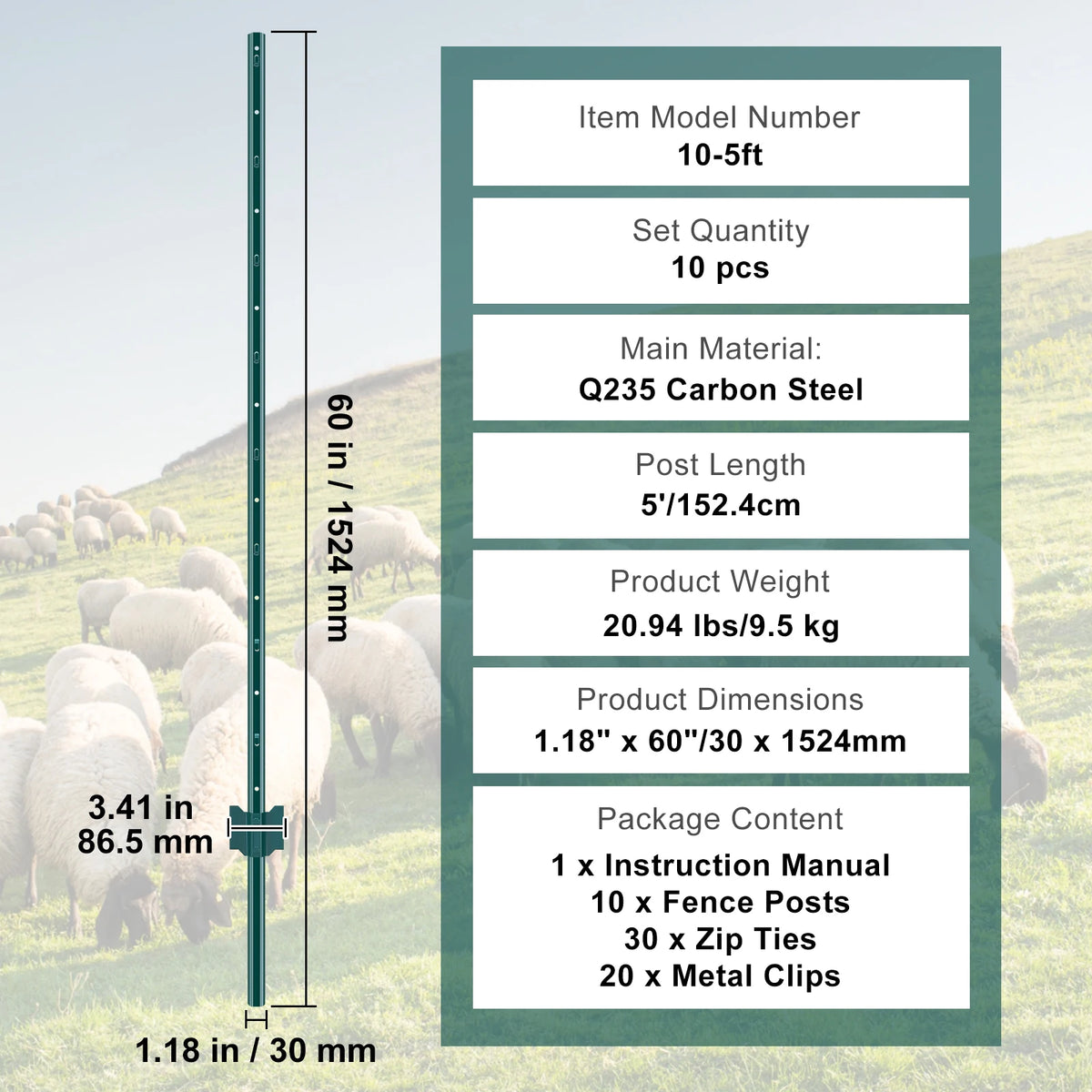 SucceBuy Heavy Duty Carbon Steel T Post Fence Stakes