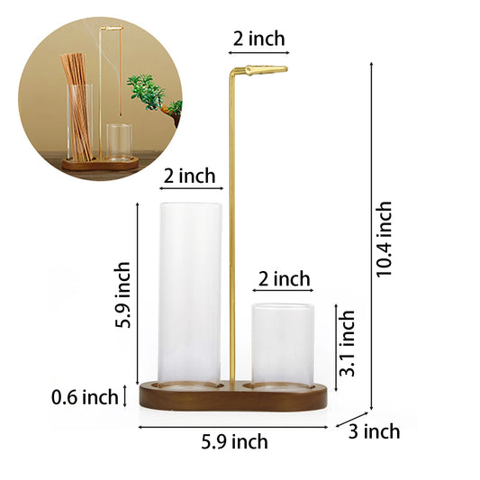 Glass Incense Burner With Anti Ash Catcher And Stick Organizer